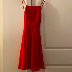 Red Backless Skater Dress